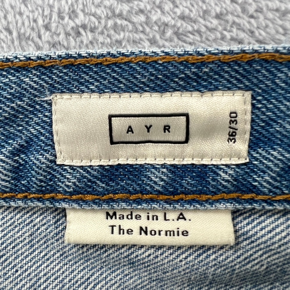 AYR The Normie Mens Straight Leg Jeans Light Wash Blue 100% Cotton Size 36x30 - Picture 4 of 9
